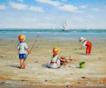 風景 Painting - ビーチで遊ぶ子供たち